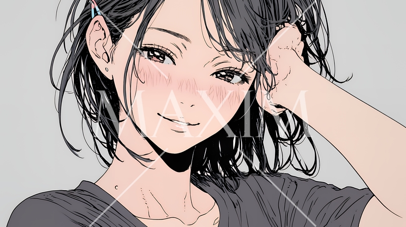 気恥ずかしそうに頭をかき、ごまかすような仕草を見せる若い女性