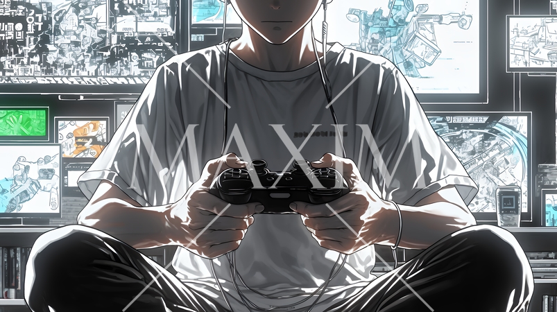 ゲームに集中する男性の手元｜コントローラーを握る若い男性のライフスタイルイメージ