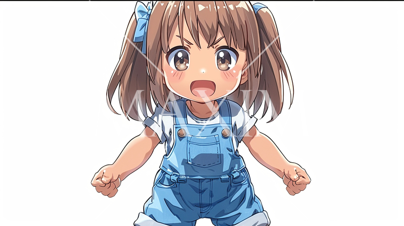 気合いを入れている女子小学生