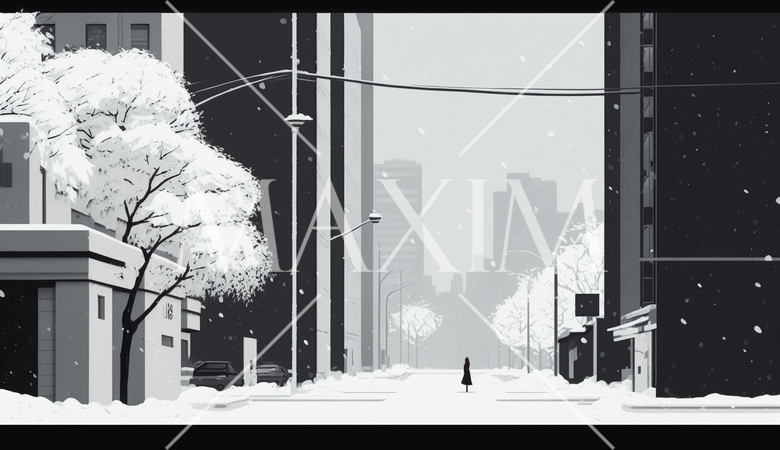 東京の雪の日の朝の静寂