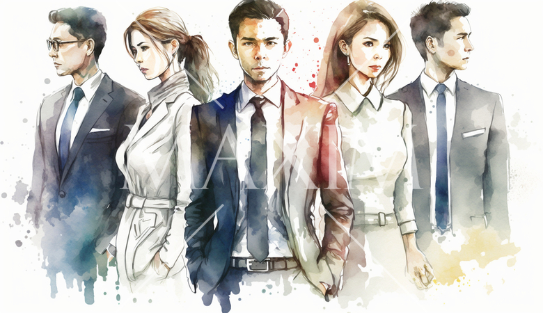 コーポレート・ガバナンス：会社の社員が自信を持って前を見据えて歩いていることで表現