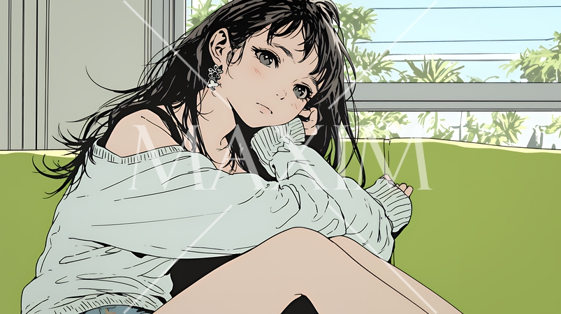 腹痛（生理痛）に苦しむ若い女性