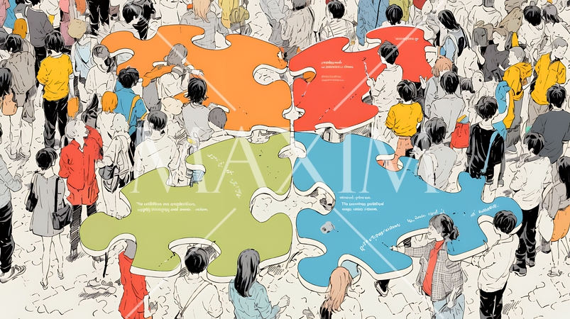 みんな社会のピースなんだよ：秩序ある社会生活をしている反面、独自性が喪失している。