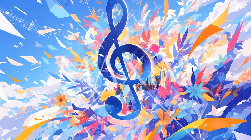 音符など音楽記号をテーマにした背景画像