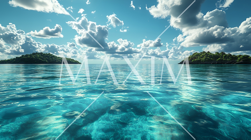 南国の透明な海と青い空：実写風