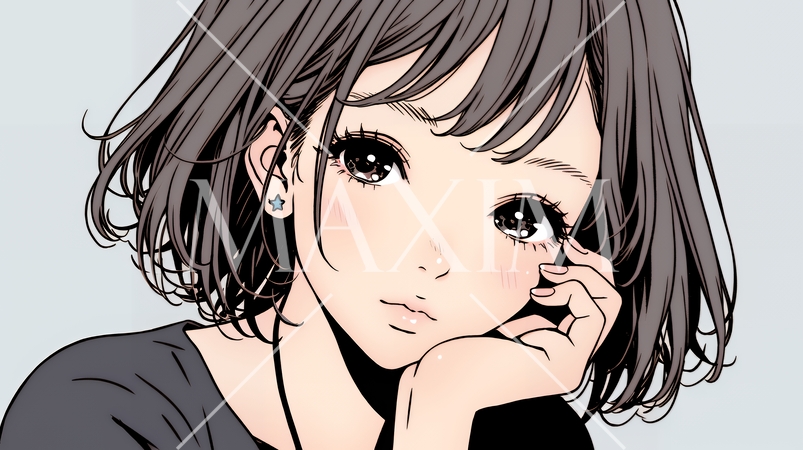 楽：リラックスした顔をしている若い女性