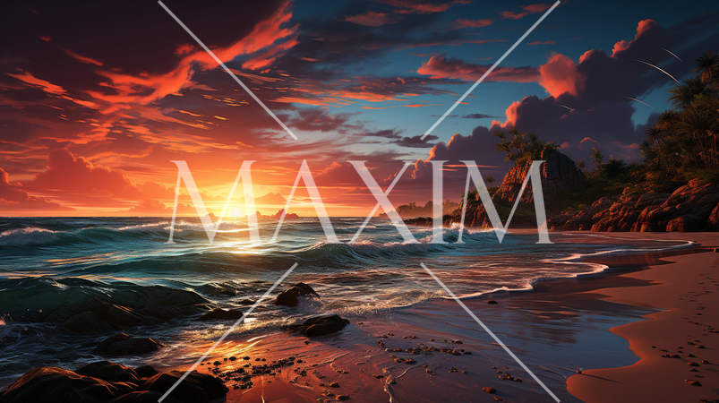 夕暮れ時の南国のビーチ