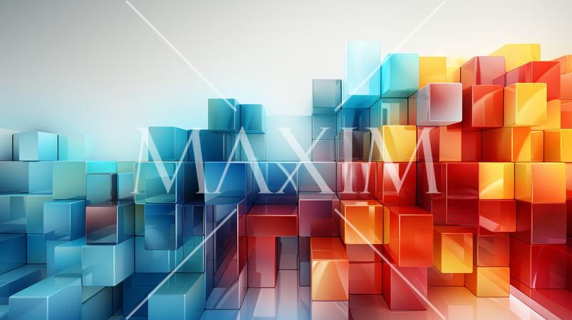 色とりどりのプラスチックブロックで構成されたジオメトリックな背景