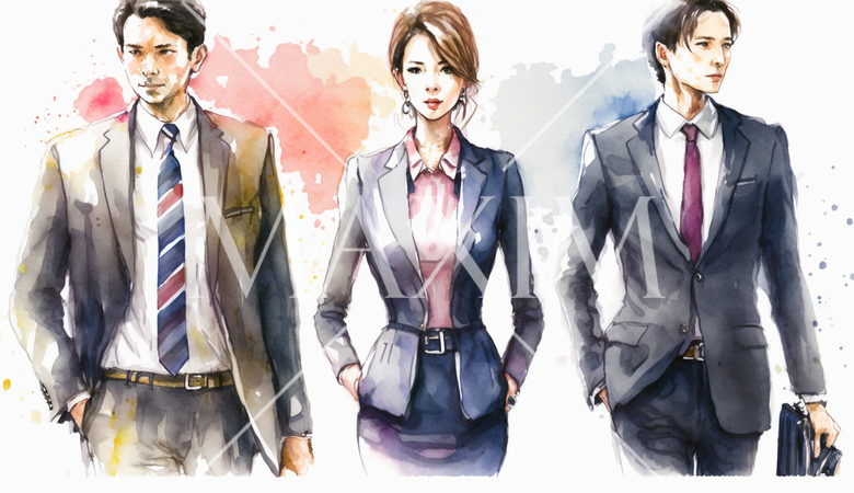 コーポレート・ガバナンス：会社の社員が自信を持って前を見据えて歩いていることで表現