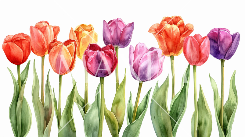 チューリップの花の水彩画