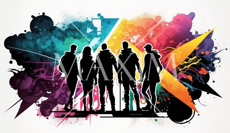 チームワーク：チームが協力してビジネスのプロジェクトに取り組む場面。