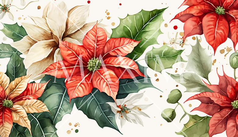 ポインセチアの花の水彩画