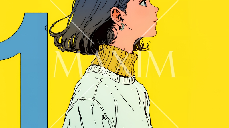 数字の「1」を掲げている若い女性