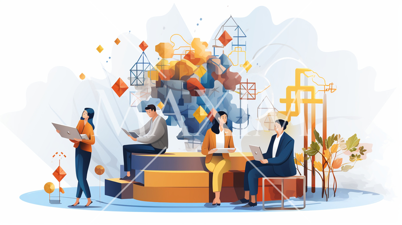 仕事の問題解決：問題解決のシーン、アイデアを出すプロセス。