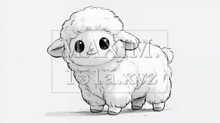 かわいい羊の白黒線画イラスト｜年賀状・干支の未年に使えるシンプルな動物素材（イラストID:8839529-20563）
