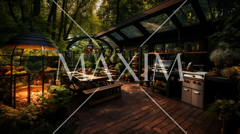 バーベキューガーデン：前方に家具を切り抜き配置できるスペースあり