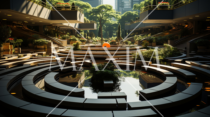 迷路のような近代建築（想像）