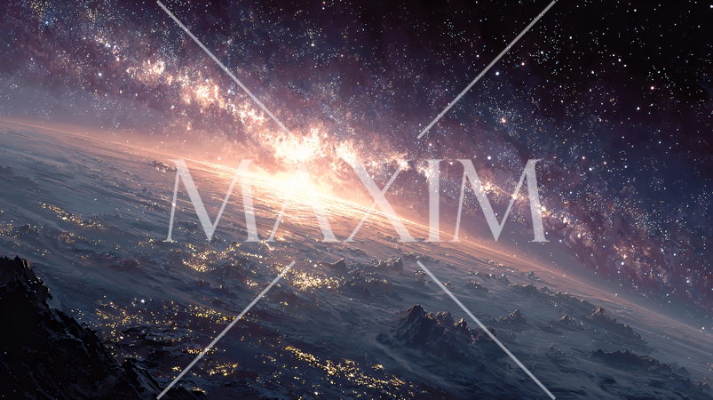 天文学のポスター用図版：中級の夜明け