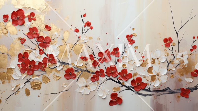 紅梅・白梅：琳派的な表現