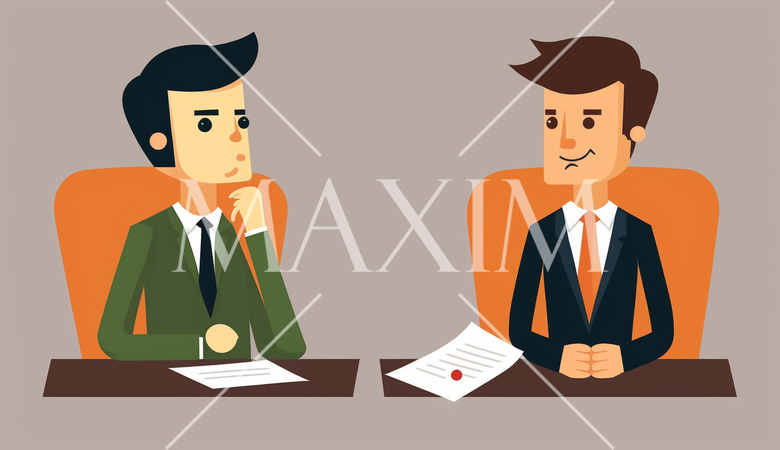 仕事のインタビュー：採用面接や1:1のミーティング。