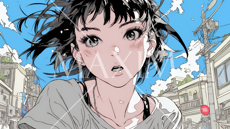 驚愕して息を呑み、目を見開いたまま口をぽかんとする若い女性