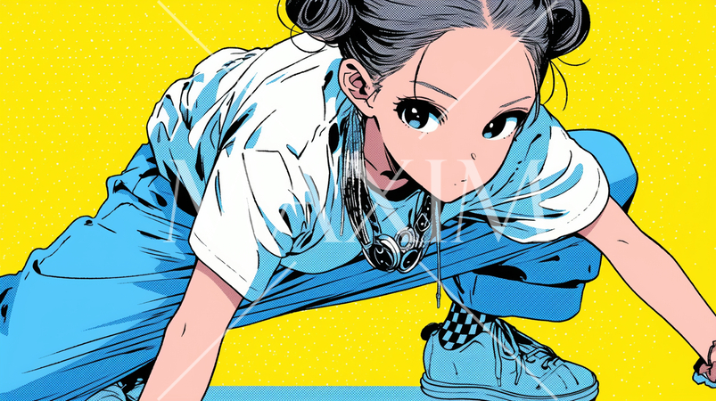 ブレークダンスを練習中の若い女性