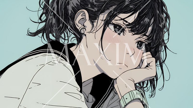 「つまんないの」と不貞腐れている制服を着た女子高生