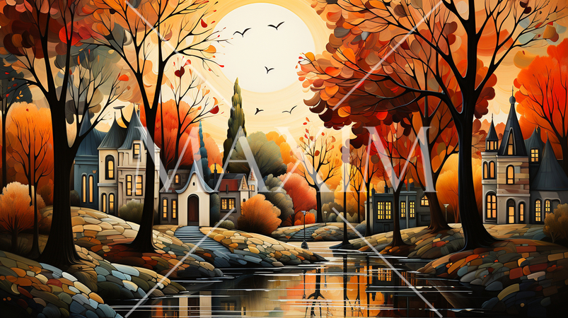 秋の公園：キュービズムな表現