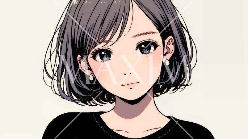 悲しげな目で微笑む（Smiling with sad eyes）若い女性