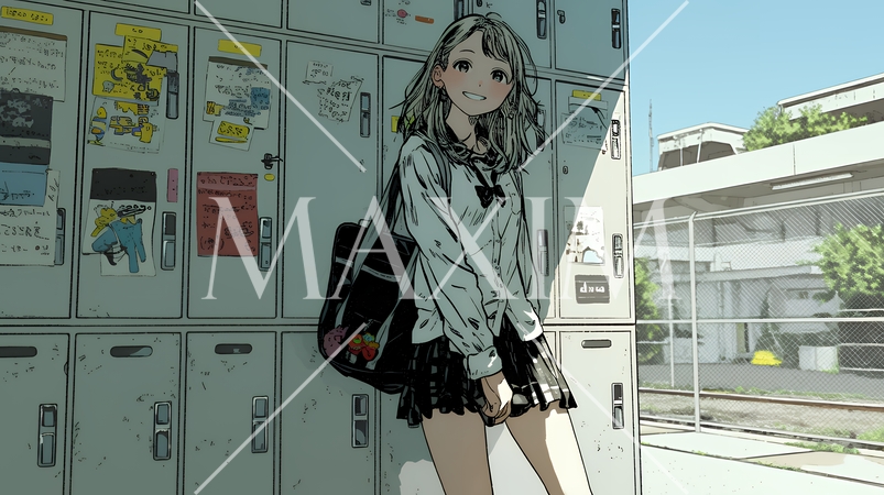 制服姿の女子高生：ロッカールーム