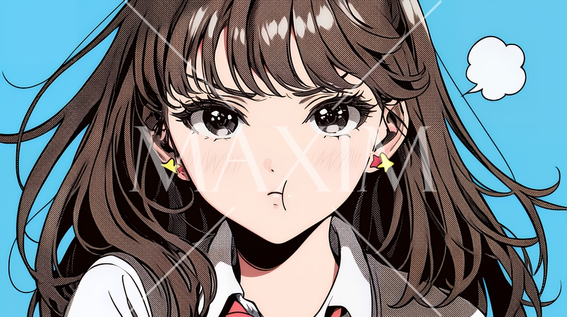 「つまんないの」と不貞腐れている制服を着た女子高生