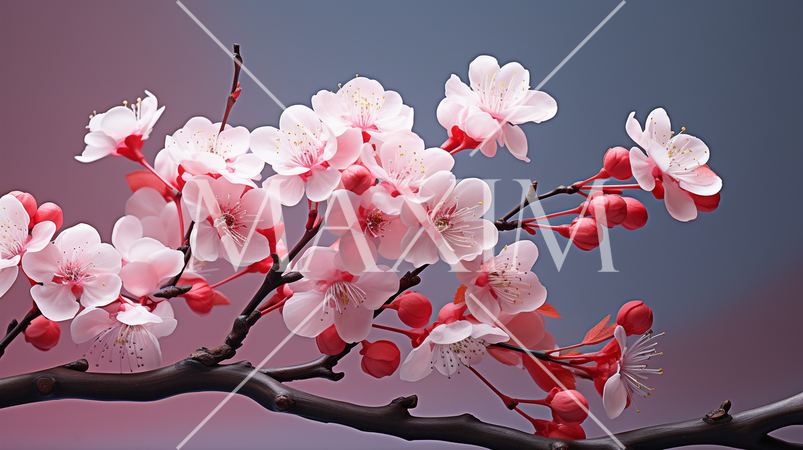 満開のサクラの幻想的な写実的表現