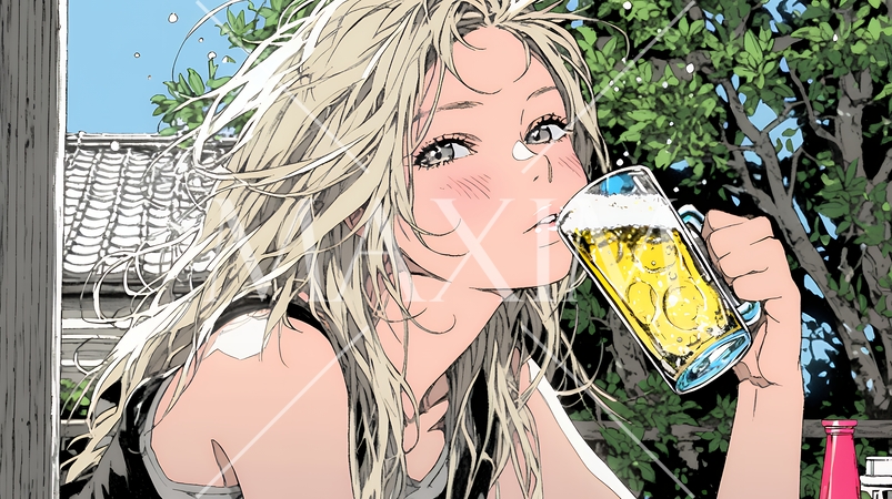 ビールを飲んでいる女性