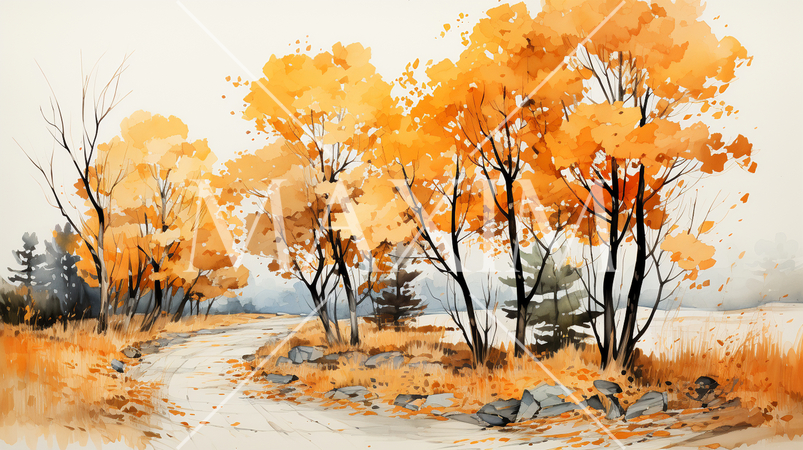 秋の紅葉した草木