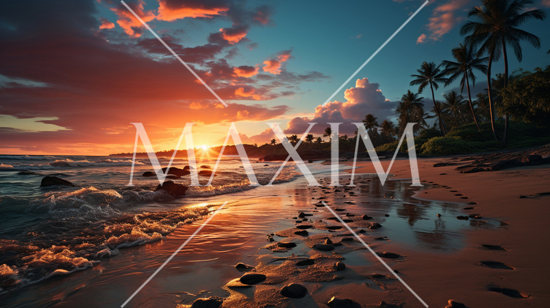 夕暮れ時の南国のビーチ