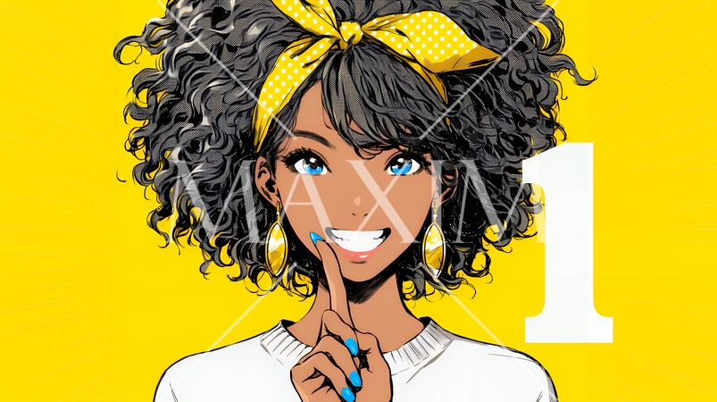 数字の「1」を掲げている若い女性