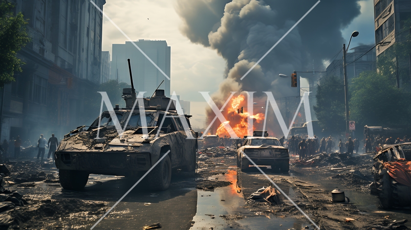 昼間の大都市での戦闘（精緻CG)