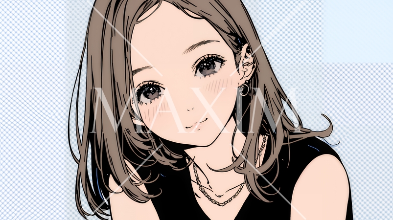 頬を赤らめて、照れ笑いする若い女性