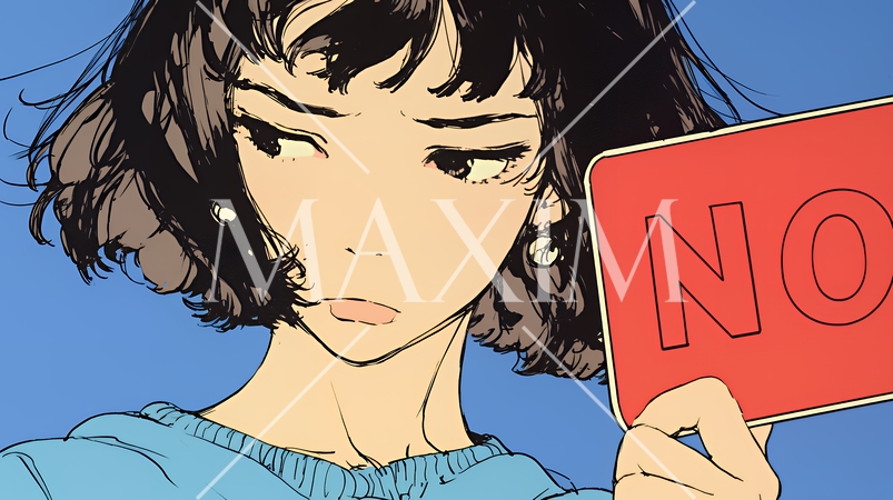 Noのレッドカードサインを出している女性