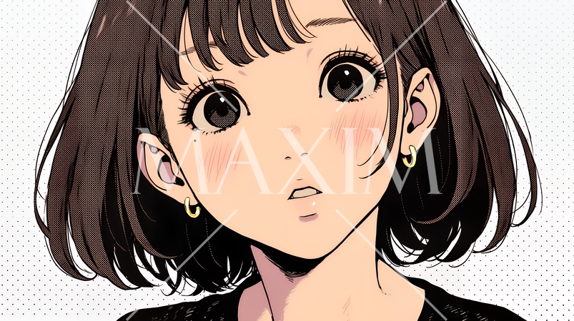 驚愕して息を呑み、目を見開いたまま口をぽかんとする若い女性