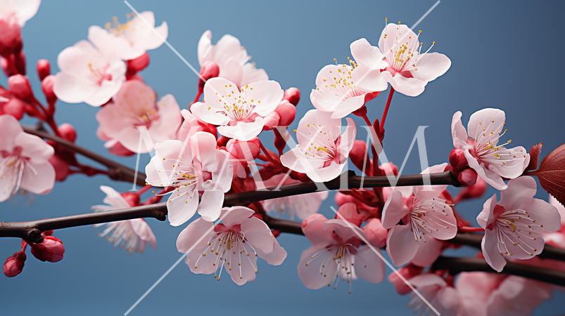 満開のサクラの幻想的な写実的表現