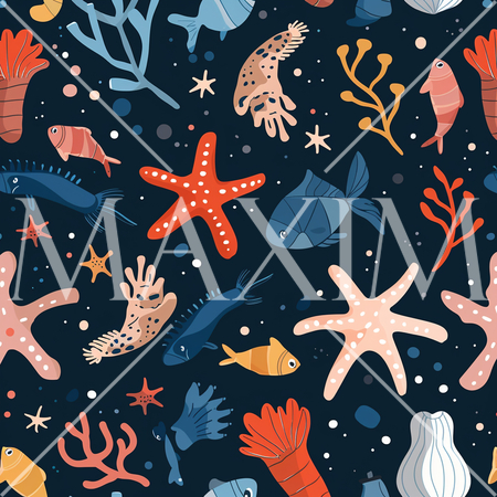 海辺の生物のシームレスな連続パターン