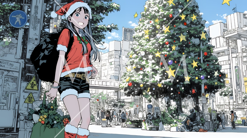 女性のサンタクロース（サンタのコスプレイヤー）