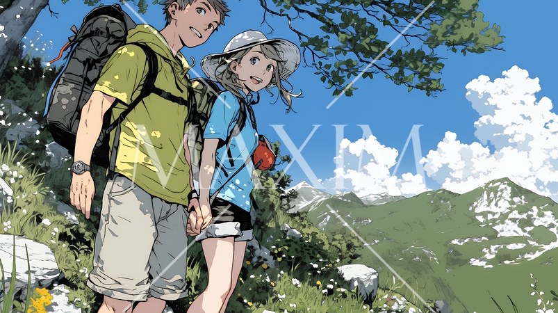 ハイキングを楽しんでいるカップル