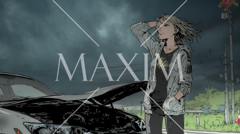 ドライブ中の車の故障・事故・トラブルで困っている女性（悪天候編）