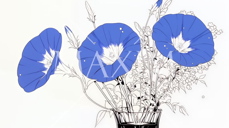 アサガオの花（シンプルな色使い）