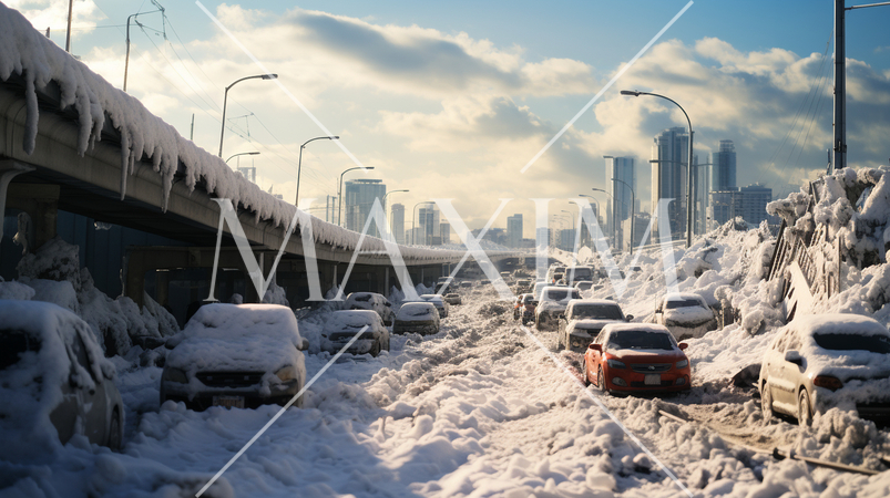 大雪で交通渋滞の大都市