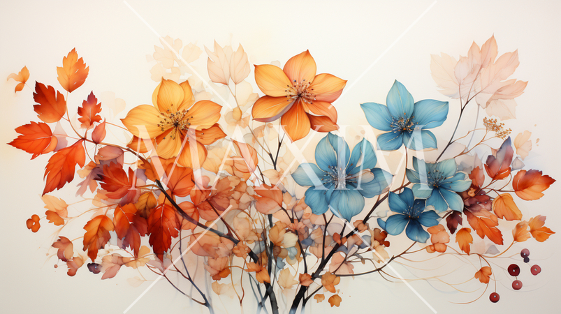 秋の紅葉した草木