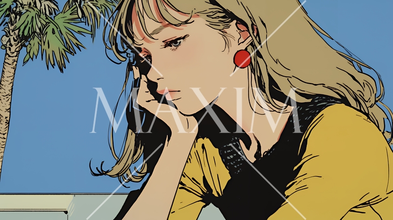 考え事をしている若い女性