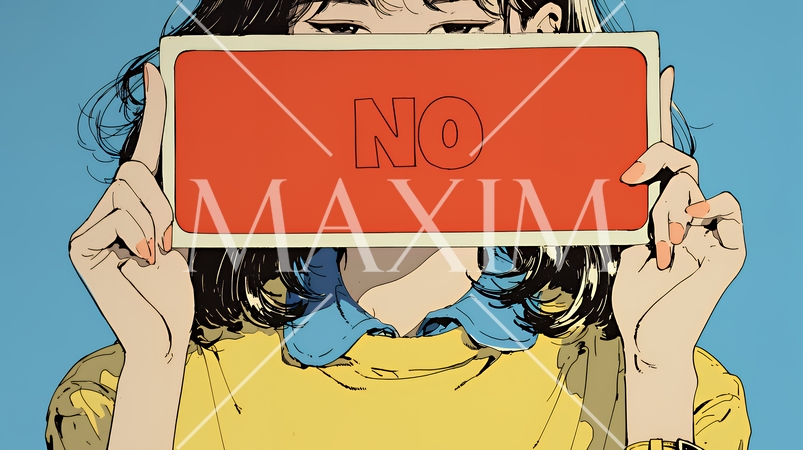 Noのレッドカードサインを出している女性